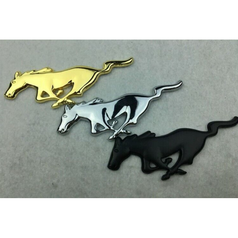 1 Pair 3D Metal Running Horse Car Door Fender Trunk Emblem For Mustang GT