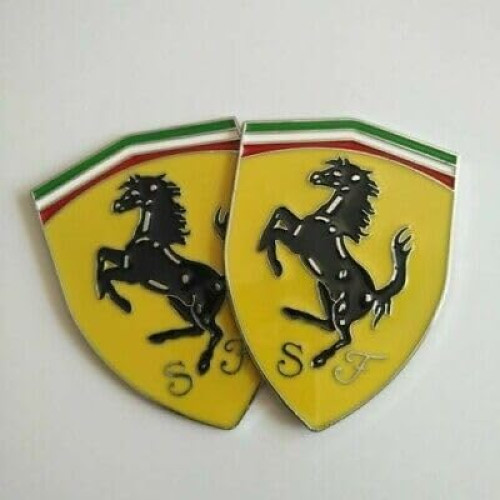 2 PCS All Metal Car Front Hood Logo Emblem Body Trunk Lid Rear For ferrari