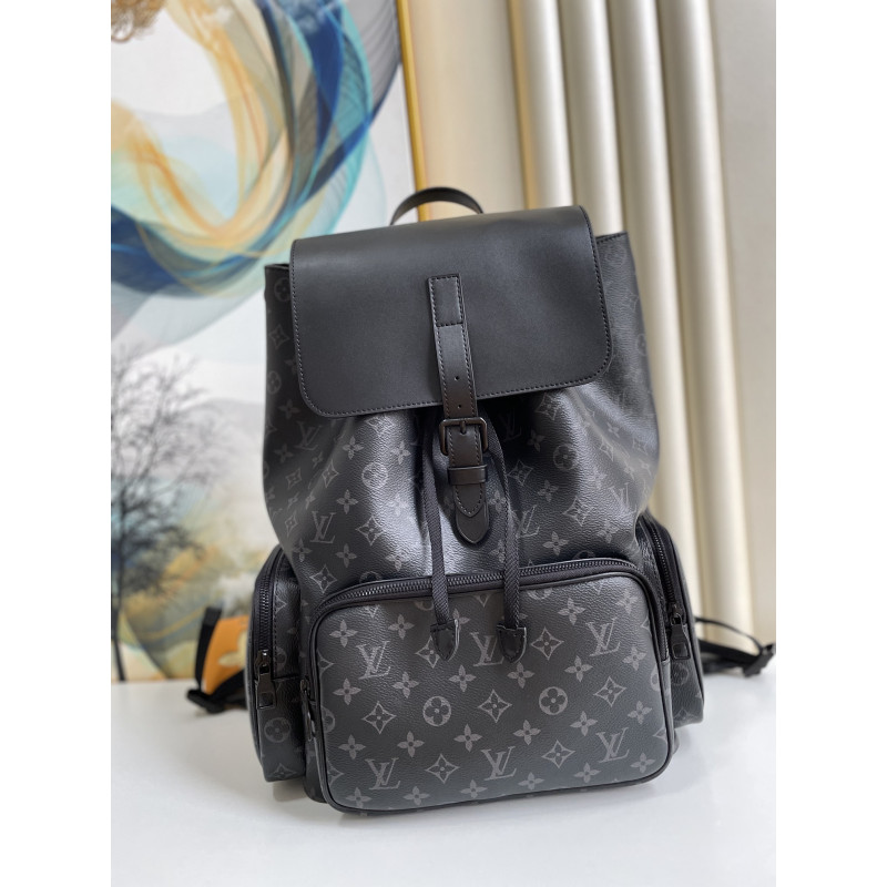 Casual Business Floral Canvas Backpack Black for Men 44cm