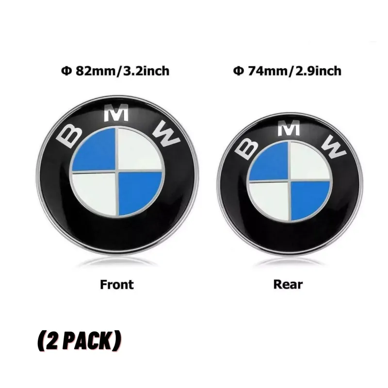 Hood & Trunk 82mm + 74mm Logo Emblem Replacement For BMW E30 E36 E46