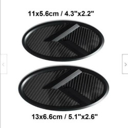 2pcs Hood Front Rear Carbon Fiber Black 3D K Logo Emblem Badge for Kia Rio 2010-2018 Optima 2012-2015