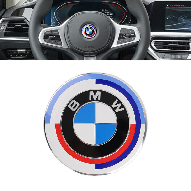 45mm Car Steering Wheel 50th Anniversary Badge Emblem for BMW